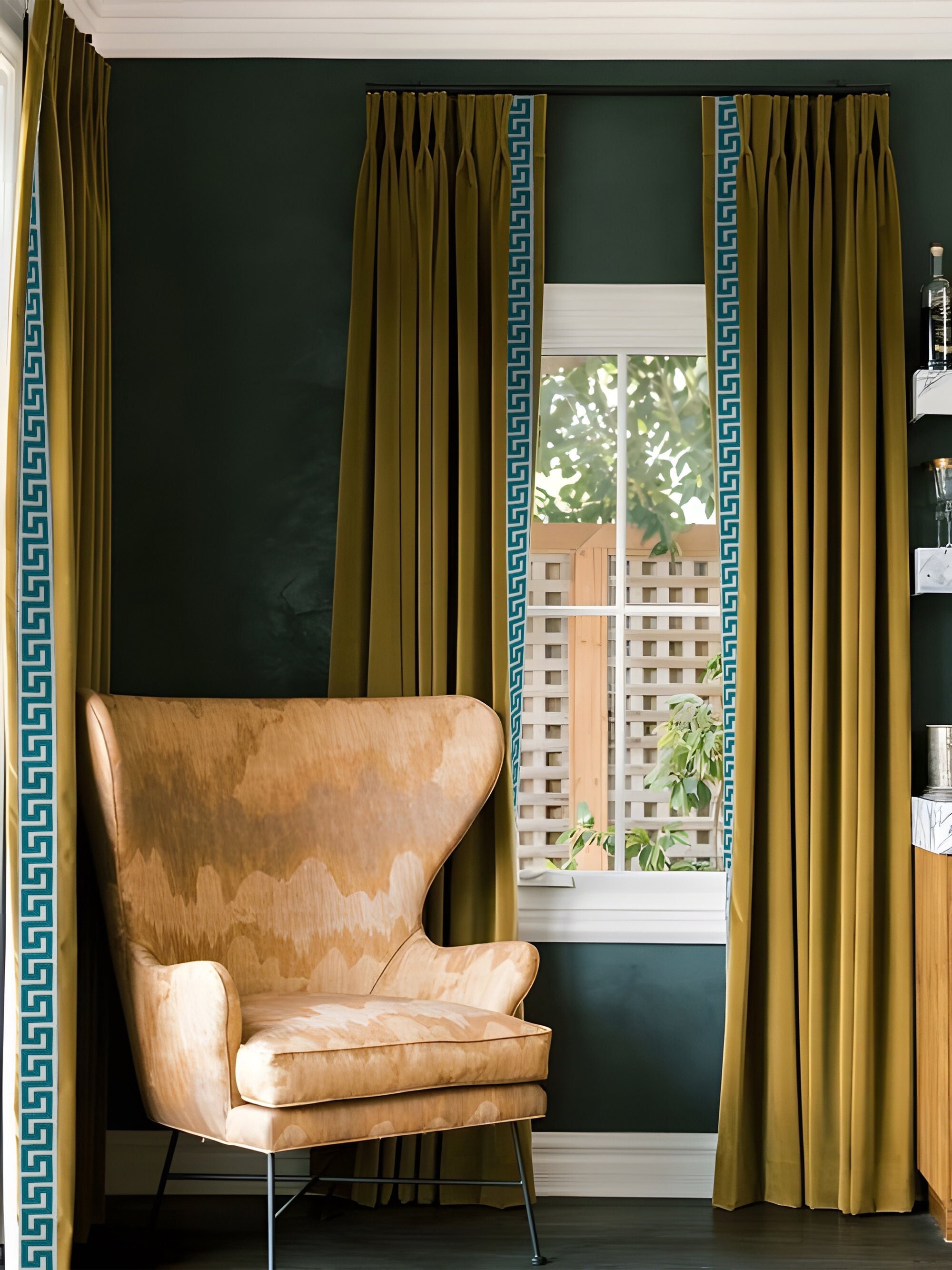 Yonhwacho Velvet Blackout Curtain Panel – Beige Yellow – Thick Luxury Shading – Villa Décor – C241