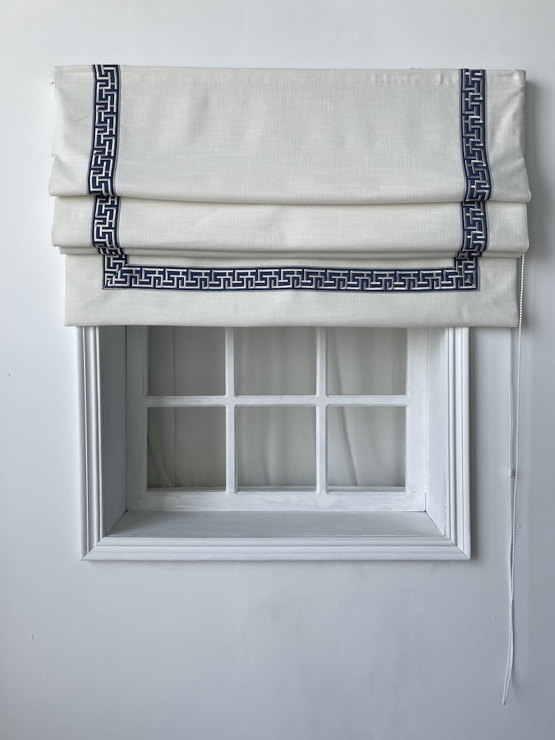 Roman Shade With Trim And Lining, Window Blinds, Light Filtering, Custom Size Shades Available image 2