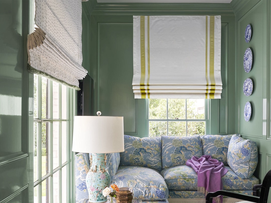 Roman Shade With Trims And Lining, Window Blinds, Light Filtering