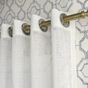 White Linen Sheer Curtains, Custom Made Grommet, Available In Extra Long Length