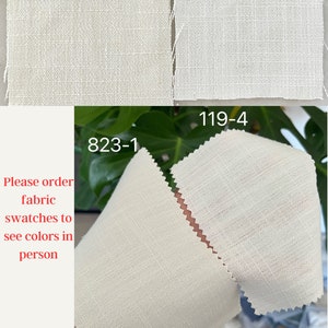 White Cotton Linen Curtain Panels With Trims, Beautiful Custom Curtains And Drapes, Available In Extra Long Length image 7