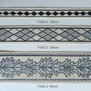 Embroidered Trims for Drapery, Curtain Tapes, Upholstery Ribbon, Pillow Border, Sold By The Yard