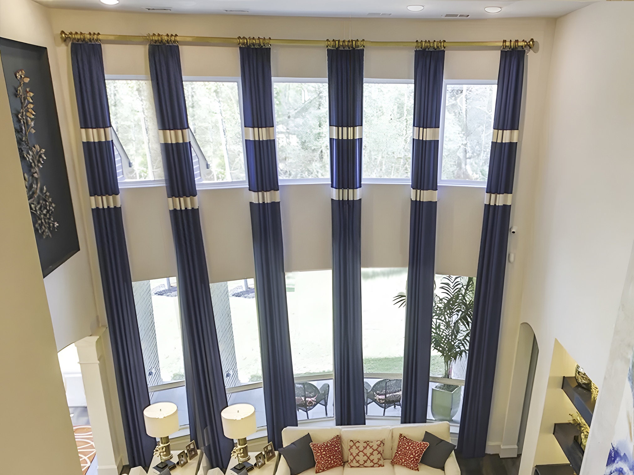 Luxury Faux Silk Panels for Tall Window Beautiful Custom High Etsy