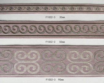 Embroidered Trims for Drapery, Curtain Tapes, Upholstery Ribbon, Pillow Border, Sold By The Yard