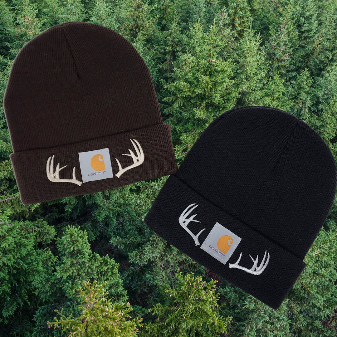 Deer Antler Beanie Customizable Embroidered Men's Winter Hat Hunter