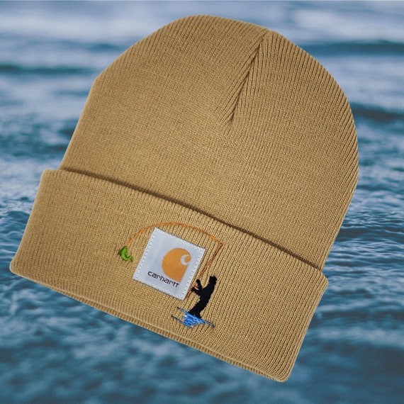 Fisherman Beanie Embroidered Men's Winter Hat Fly Fishing Boyfriend Dad Hat  Outdoor Sports Hiking Fishing Camping 