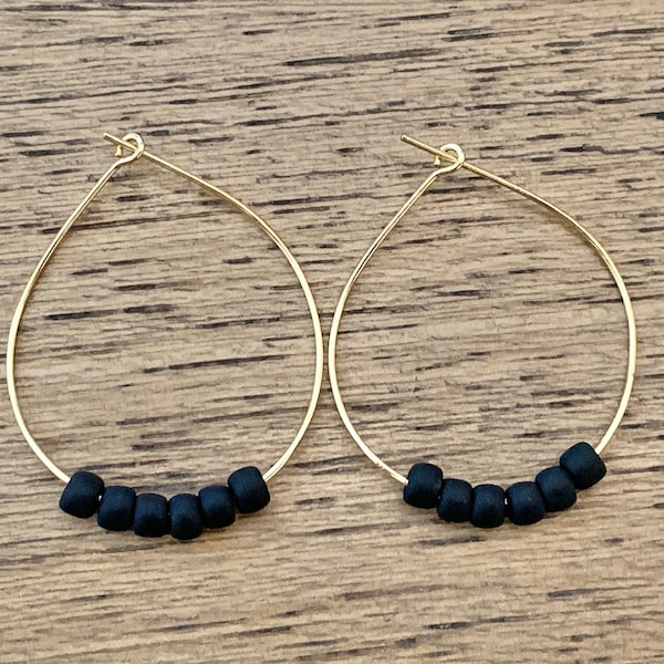 Seed Bead Gold Hoops main image 0
