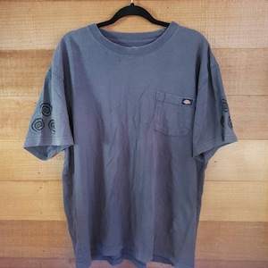 Upycled Lino Block Printed Shirt - Mystical/Spiritual symbols - Unisex- One of One - Handprinted - Lino Cut