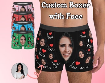 Custom Boxers Briefs For Boyfriend, Custom Face Boxers for Men, Personalized Photo Underwear, Face Boxer Briefs, Valentine Day Gifts for Him