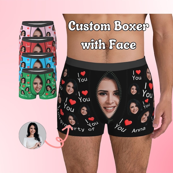 Custom Boxers Briefs For Boyfriend, Custom Face Boxers for Men, Personalized Photo Underwear, Face Boxer Briefs, Valentine Day Gifts for Him