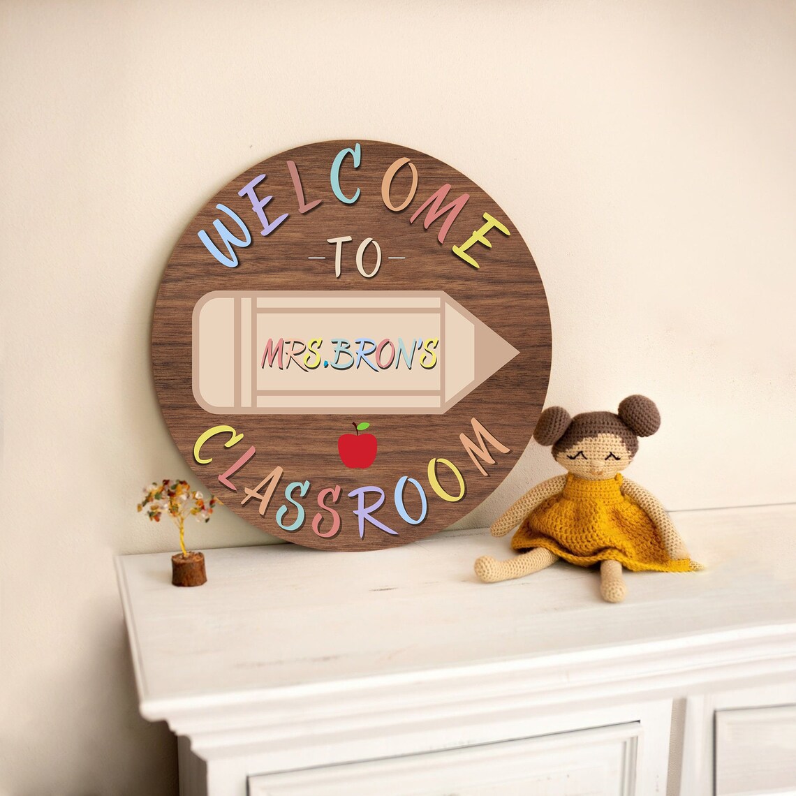 Personalized Teacher Name Door Sign, Teacher Christmas Gifts, Teachers