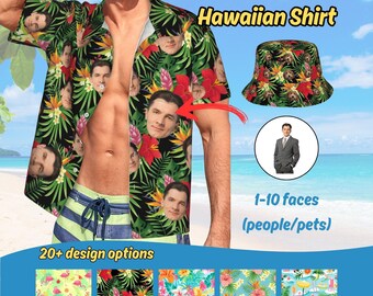 Customized Photo Hawaiian Shirt for Man Woman, Custom Hawaiian Shirt with Face, Personalized Hawaiian Shirt,Custom Birthday Day Gift for Him