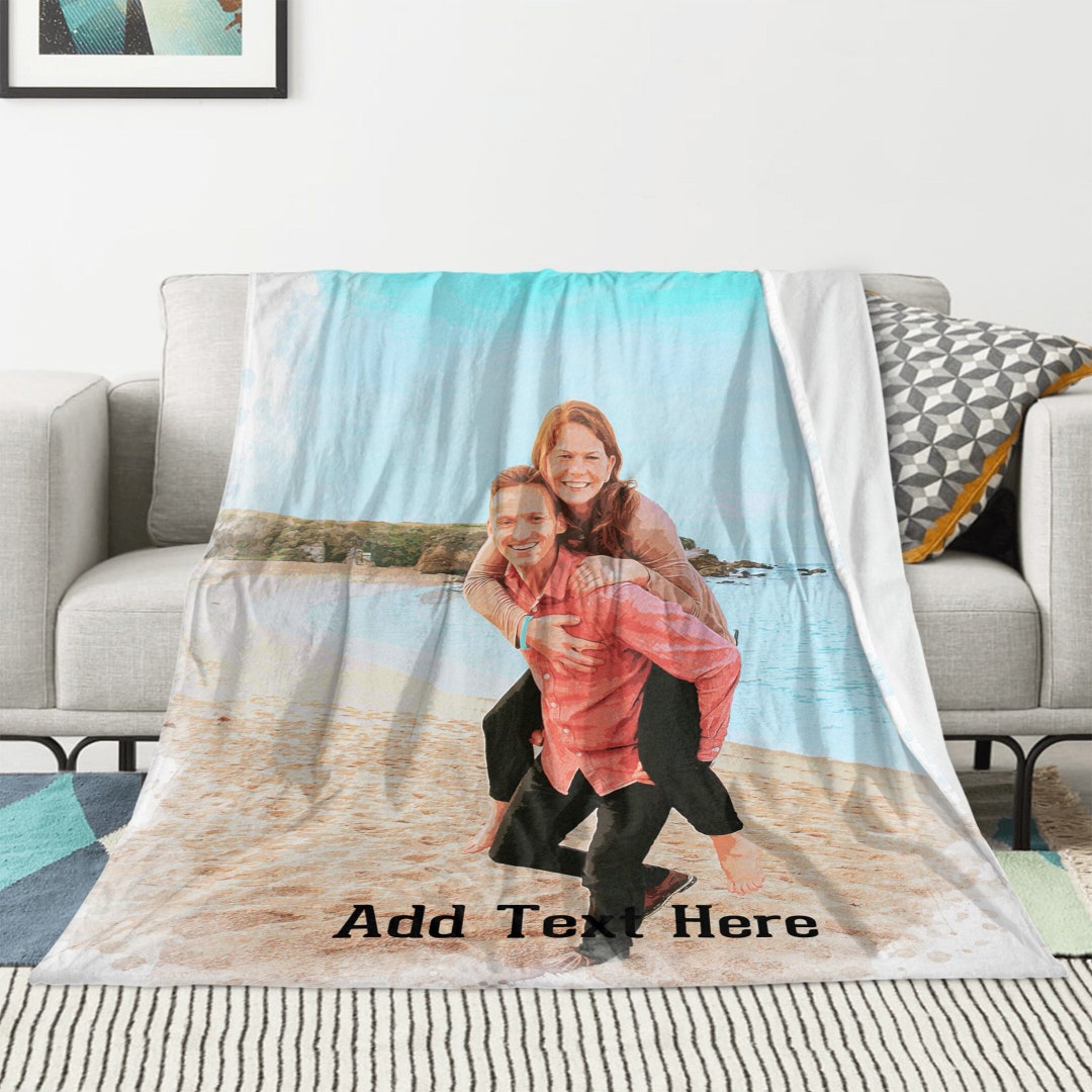 Personalized Photo Blanket With Drawing Custom Portrait Etsy
