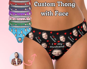 Custom Face Briefs For Wife, Personalized Face Thong, Face on Underwear, Custom Wedding Shower Gifts, Funny Anniversary Gift,Thong for Bride