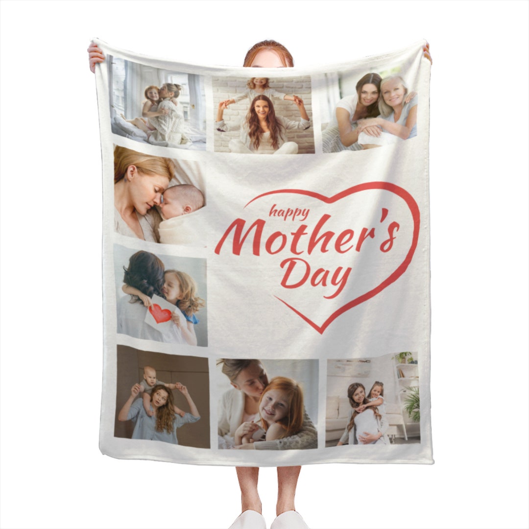 Happy Mother's Day Blanket Personalized Gifts, Custom Photo Collage
