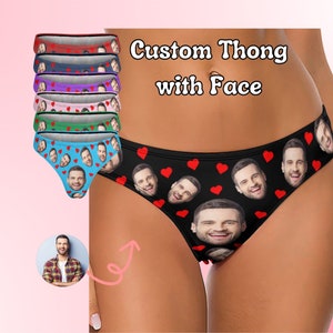 Custom Thong Photo, Custom Thong With Face, Custom Thongs For Women, Underwear With Face, Custom Thong Bride, Anniversary / Valentines Gifts image 1