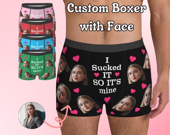 Custom Boxers with lover Face,Personalized text on Boxers,Funny Boxer gifts for boyfriend,Custom underwear for husband,Valentine's Day gifts