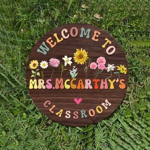 Personalized Teacher Door Sign, Classroom Door Sign, Custom Teacher Name Sign, Teacher Door Hanger, Classroom Decor, Child Care Door Sign