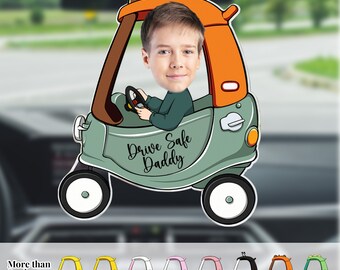 Personalisierter Foto-Drive-Safe-Daddy, personalisiertes Auto-Foto-Ornament, Rückspiegel-Acryl-Auto-Aufhänger, Geburtstagsgeschenk für Papa/Mama/neuen Vater