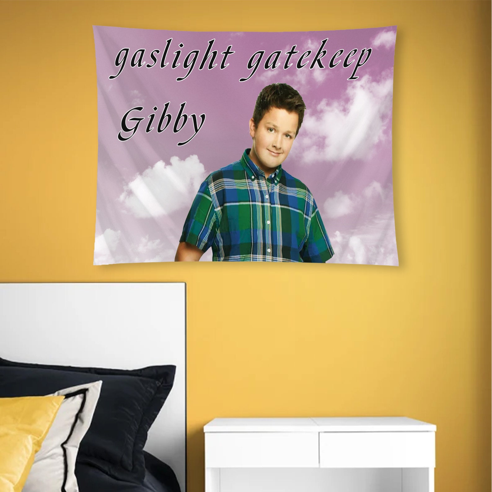 Gibby MEME Funny Tapestry Gaslight Gatekeep Tapestry Funny Etsy