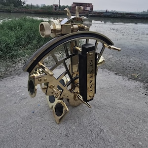 Marine Captain Brass Sextant 8&quot; – Nautisch navigatie-instrument met handgemaakte houten kist | Vintage maritiem decor