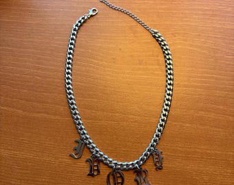 Custom Gothic Stainless Steel Nameplate Charm Choker