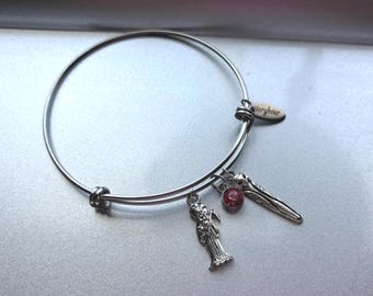 Pink Santa Muerte Holy Death Charm Bangle