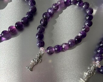 Amethyst Santa Muerte Bracelet