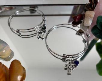 Birthstone Cross Charm Bracelet