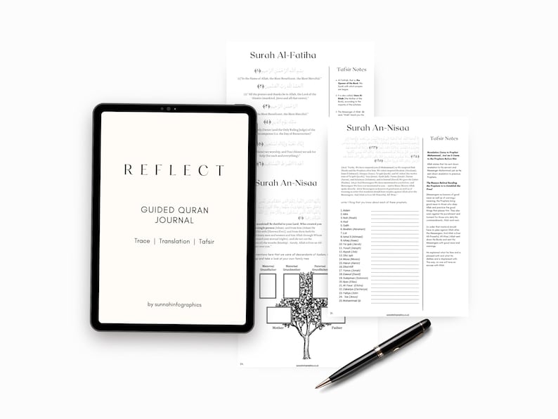 Allinone Qur'an Journal Trace, Translation, Tafseer. juz 1 to 30