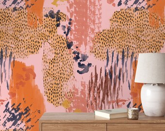 Abstract Watercolor Peel and Stick Wallpaper: Retro Colors