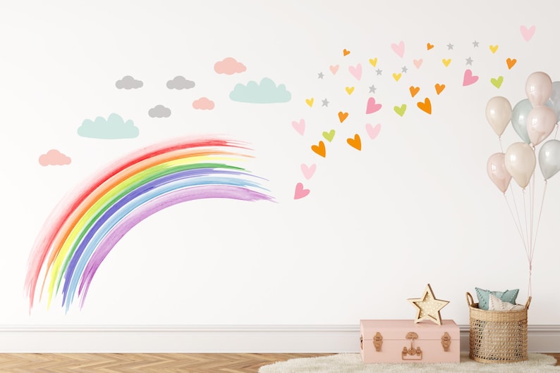 Watercolor Rainbow Wall Decal: Peel & Stick Nursery Mural - Etsy