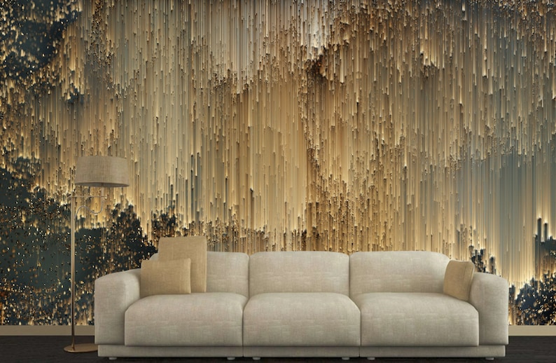 Gold Luxury Wallpapergold Strip Wall Mural Fabric Removable Etsy