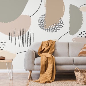 Abstract Shapes Peel and Stick Wallpaper: Trendy Art Wall Mural