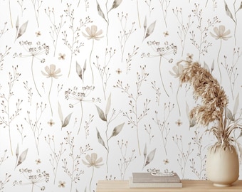 Watercolor Wildflower Peel and Stick Wallpaper - Garden Nursery Decor