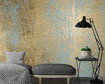 Scratched Golden Foil Texture Wallpaper: Removable Peel and Stick Fabric