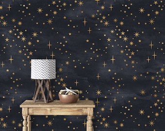 Starry Night Peel and Stick Wallpaper - Kids Nursery Decor