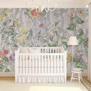 Watercolor Tropical Flower Wallpaper Mural: Peel & Stick Fabric