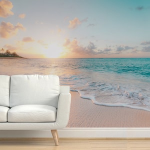 Schöne entfernbare Tapete, Sonnenuntergang Meer Wandbild Selbstklebende Schälen und Stick Wanddekor