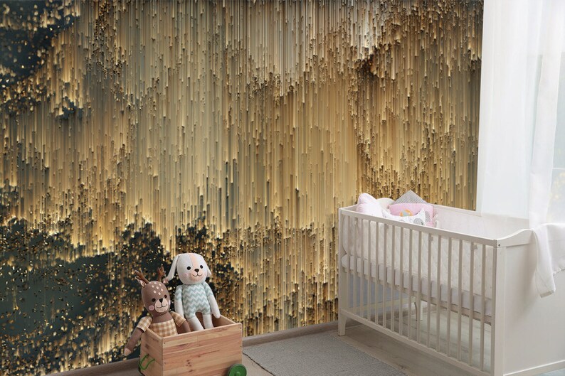 Gold Luxury Wallpapergold Strip Wall Mural Fabric Removable Etsy