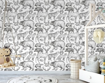 Woodland Animals Wallpaper: Peel and Stick Forest Nursery Decor