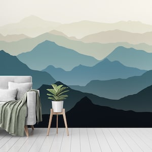 Carta da parati rimovibile con montagne staccabili e incollabili, decorazione murale autoadesiva con montagne in stile scandinavo Carta da parati per la stanza dei bambini della scuola materna