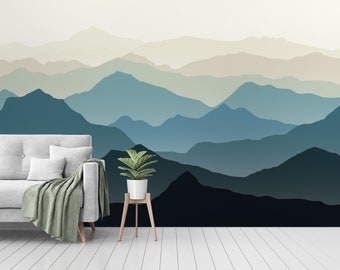 Mural de papel pintado de montaña escandinava: decoración para habitación infantil con autoadhesivo