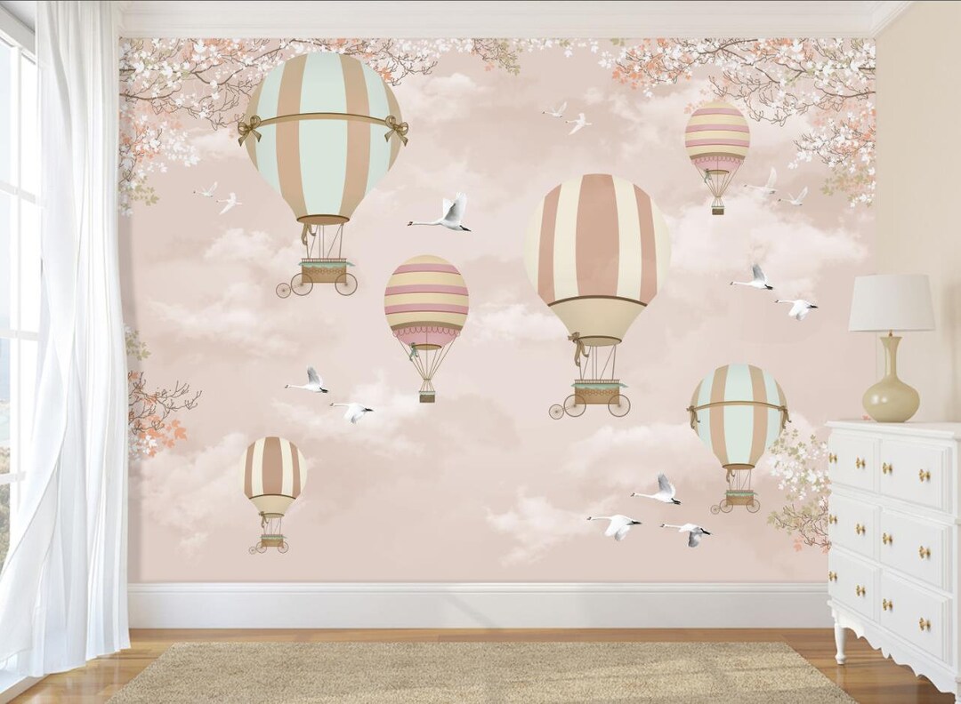 Hot Air Balloons Removable Wallpaper Peel and Stick Wallpaper,kids Wall