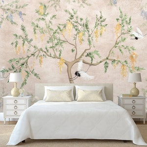 Decorative flowering tree Peel and Stick Wallpaper Mural Willow Branches Wallpaper  Nursery Removable Wallpaper - Self Adhesive