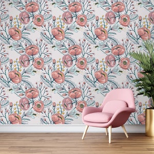 vintage roses and butterflies wallpaper Temporary wallpaper Self Adhesive Peel and Stick floral flowers nursery wall for Bedroom Wallpaper