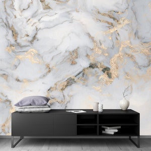 White Marble Wallpaper Mural: Modern Art Peel & Stick, Removable