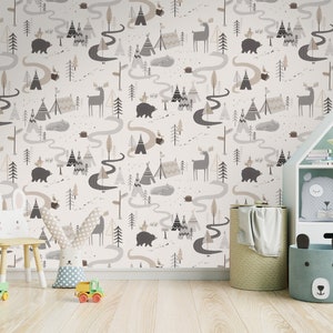 Funny Forest Animals Wallpaper - Peel and Stick Nursery Decor