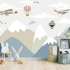 Mountains Nursery Wall Mural: Peel and Stick Wallpaper