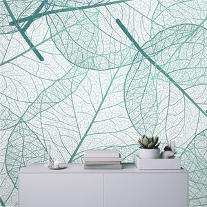 Green veins Leaves Wallpaper Tropical Leaves Mural  Peel and Stick Self Adhesive Minimal Modern Removable Wallpaper decor